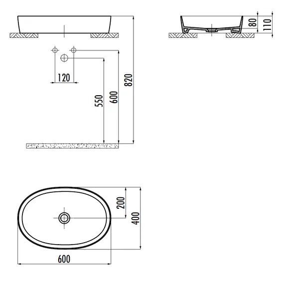 РАКОВИНА CREAVIT МЕБЕЛЬНАЯ LP160 (60СМ)
