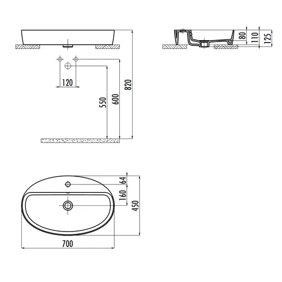 РАКОВИНА CREAVIT МЕБЕЛЬНАЯ (70СМ) LP171