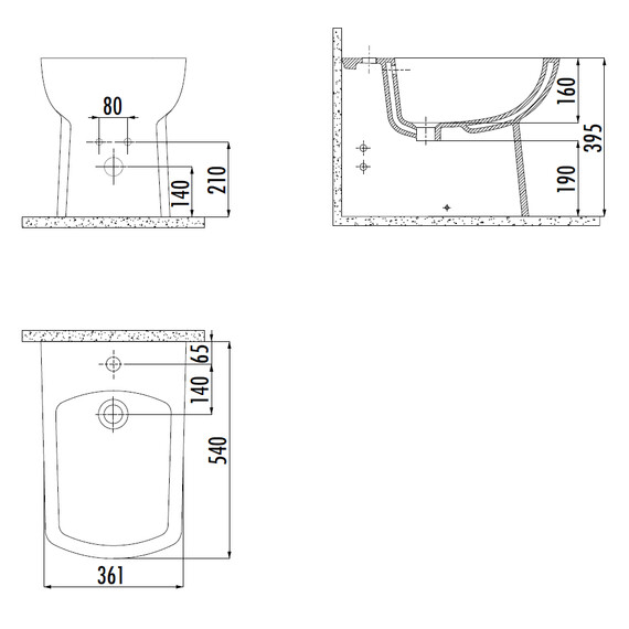 БИДЕ НАПОЛЬНОЕ CREAVIT LARA LR500 БЕЛЫЙ