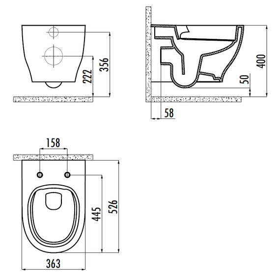 CREAVIT MARE УНИТАЗ ПОДВЕСНОЙ БЕЗОБОДКОВЫЙ MA321.00100