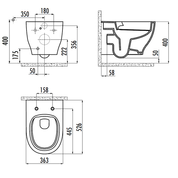 CREAVIT MARE УНИТАЗ ПОДВЕСНОЙ БЕЗОБОДКОВЫЙ С БИДЕ MA321