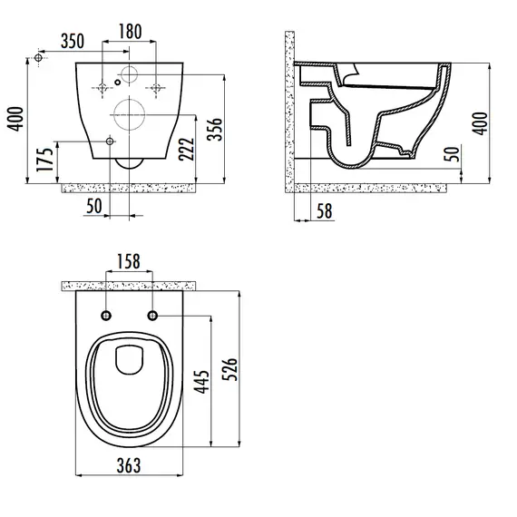 CREAVIT MARE УНИТАЗ ПОДВЕСНОЙ БЕЗОБОДКОВЫЙ С БИДЕ MA321