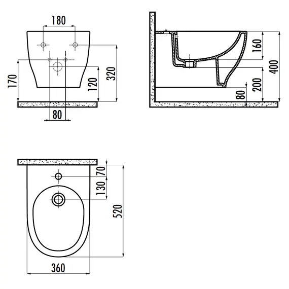 БИДЕ ПОДВЕСНОЕ CREAVIT MARE MA510 БЕЛЫЙ