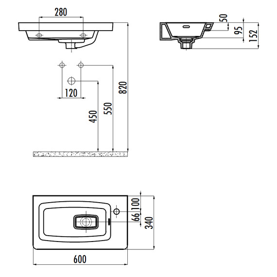 РАКОВИНА CREAVIT MY060 МЕБЕЛЬНАЯ (60СМ)