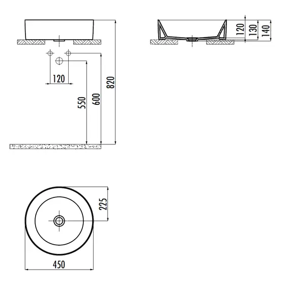 РАКОВИНА CREAVIT (45 СМ) АНТРАЦИТ NC045-00AM00E-0000