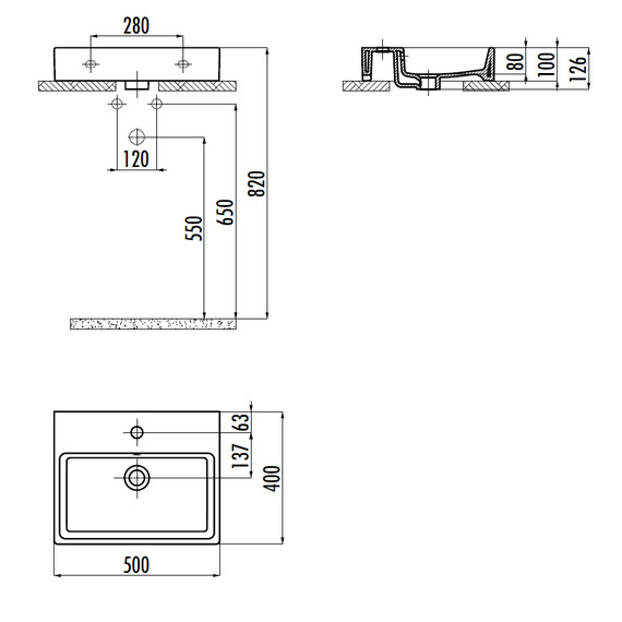 РАКОВИНА CREAVIT NX242 МЕБЕЛЬНАЯ (40*50 СМ)