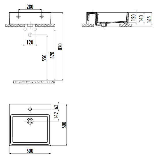 РАКОВИНА CREAVIT NX256 МЕБЕЛЬНАЯ (50*50 СМ)