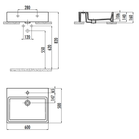 РАКОВИНА CREAVIT NX260 МЕБЕЛЬНАЯ (50*60 СМ)