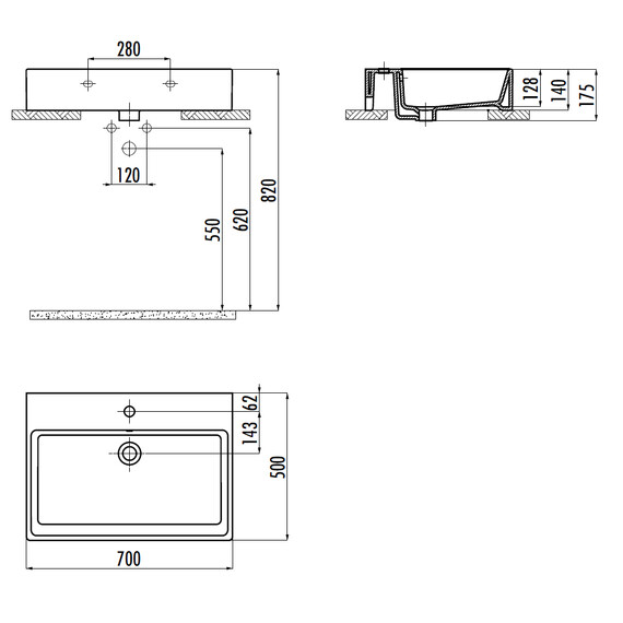 РАКОВИНА CREAVIT NX270 МЕБЕЛЬНАЯ (50*70 СМ)