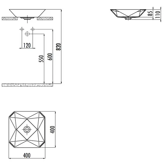 РАКОВИНА CREAVIT МЕБЕЛЬНАЯ НАКЛАДНАЯ RB040-00CB42E-0000