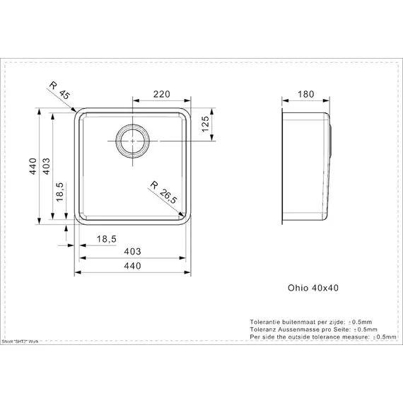 КУХОННАЯ МОЙКА REGINOX OHIO 40X40 SAHARA SAND