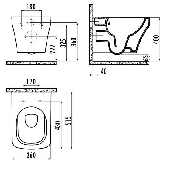 CREAVIT SOLO УНИТАЗ ПОДВЕСНОЙ БЕЗОБОДКОВЫЙ SO321.00100