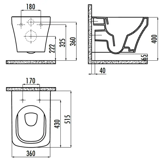 CREAVIT SOLO УНИТАЗ ПОДВЕСНОЙ БЕЗОБОДКОВЫЙ SO321.00100