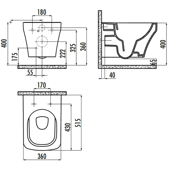 CREAVIT SOLO УНИТАЗ ПОДВЕСНОЙ БЕЗОБОДКОВЫЙ C БИДЕ SO321.00000