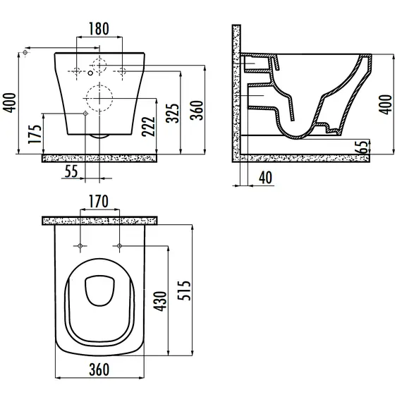 CREAVIT SOLO УНИТАЗ ПОДВЕСНОЙ БЕЗОБОДКОВЫЙ C БИДЕ SO321.00000