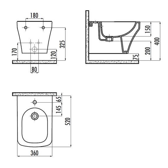 БИДЕ ПОДВЕСНОЕ CREAVIT SOLO БЕЛЫЙ