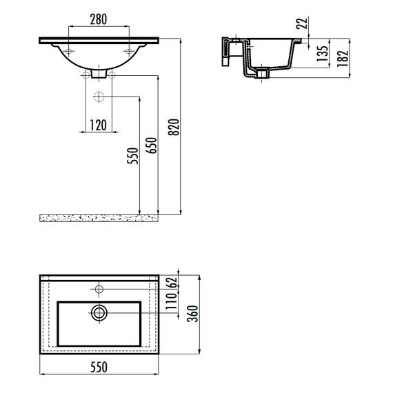 РАКОВИНА CREAVIT SU055 МЕБЕЛЬНАЯ (36*55СМ)