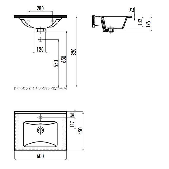 РАКОВИНА CREAVIT SU060 МЕБЕЛЬНАЯ (45*60СМ)