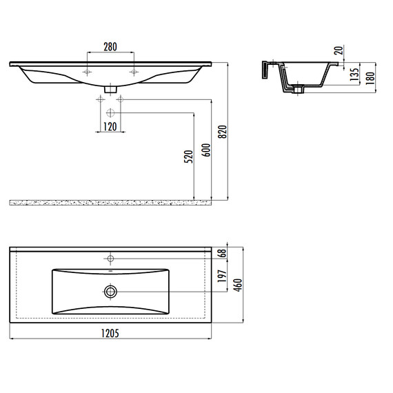 РАКОВИНА CREAVIT МЕБЕЛЬНАЯ (46*120СМ) SU120