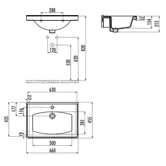 РАКОВИНА CREAVIT TF165 МЕБЕЛЬНАЯ (45*65 СМ)