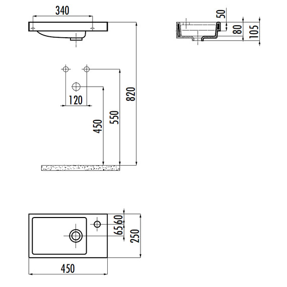 РАКОВИНА CREAVIT TP025 МЕБЕЛЬНАЯ (25*45 СМ)