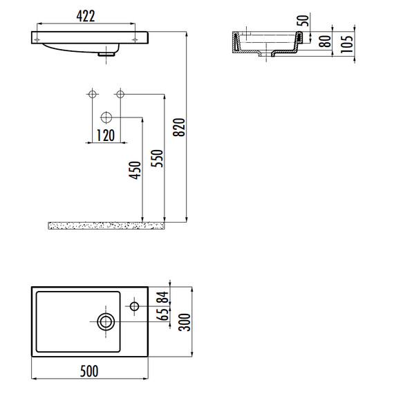 РАКОВИНА CREAVIT TP026 МЕБЕЛЬНАЯ (30*50 СМ)