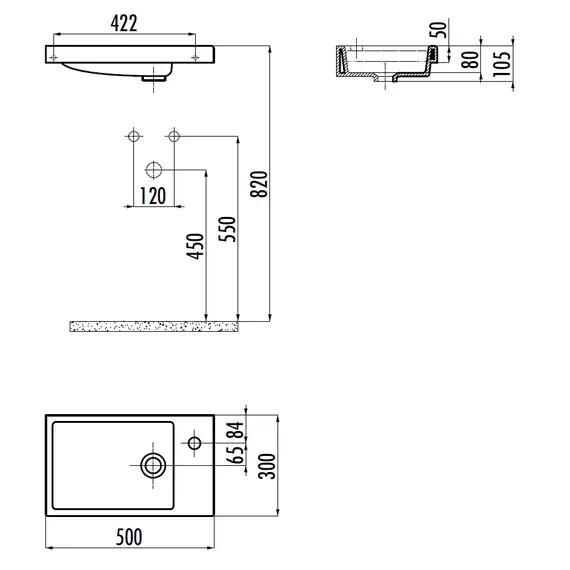 РАКОВИНА CREAVIT TP026 МЕБЕЛЬНАЯ (30*50 СМ)
