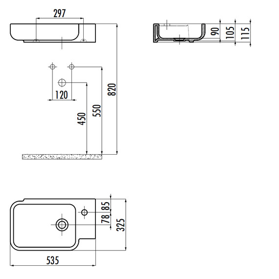 РАКОВИНА CREAVIT TP027 МЕБЕЛЬНАЯ (33*53 СМ)