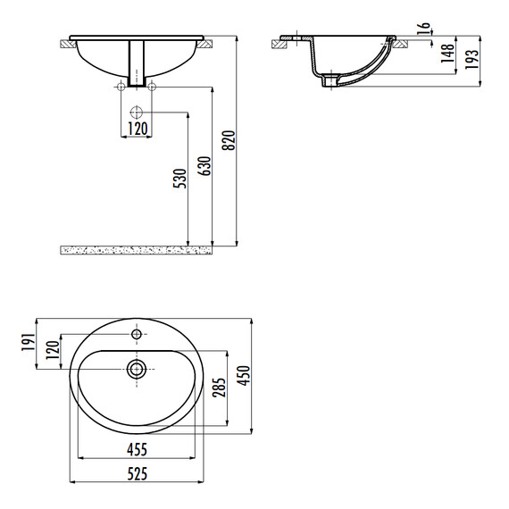 РАКОВИНА CREAVIT ТР225 МЕБЕЛЬНАЯ (45*52)