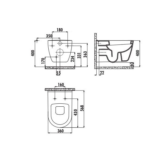 CREAVIT УНИТАЗ ПОДВЕСНОЙ