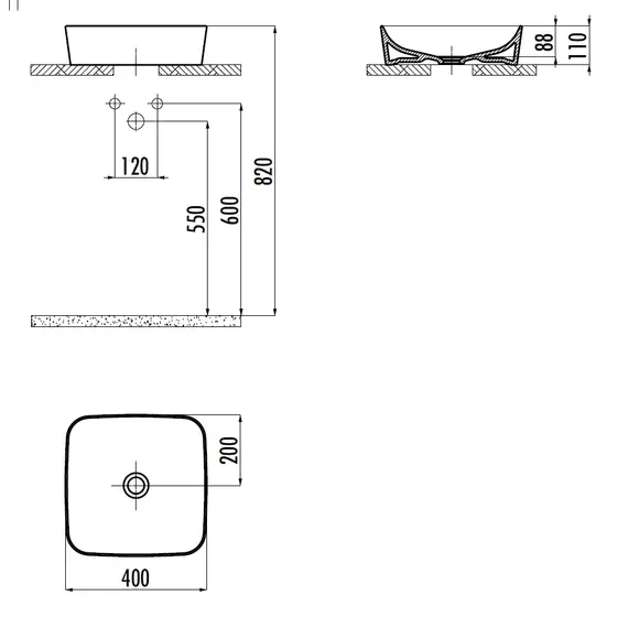 РАКОВИНА CREAVIT МЕБЕЛЬНАЯ (40*40 СМ) КАПУЧИНО UL040.F