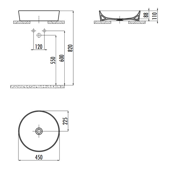РАКОВИНА CREAVIT МЕБЕЛЬНАЯ 45 СМ UL145