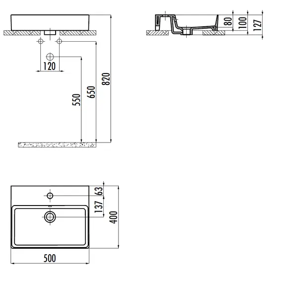 РАКОВИНА CREAVIT МЕБЕЛЬНАЯ (40*50) VX242-00CB00E-0000