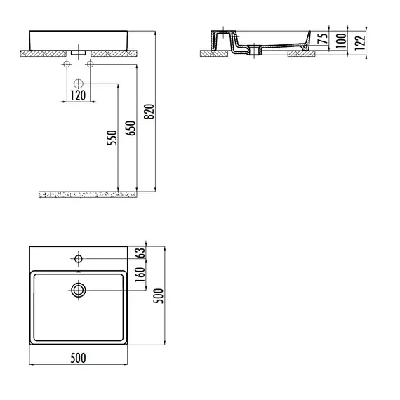 РАКОВИНА CREAVIT МЕБЕЛЬНАЯ (50*50) VX255-00CB00E-0000