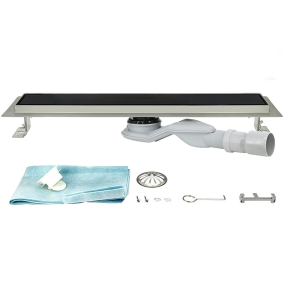 ДУШЕВОЙ ТРАП ALMAES LAGUNA ЧЕРНОЕ СТЕКЛО 800 ММ