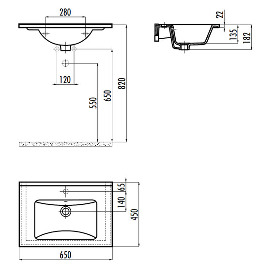 РАКОВИНА CREAVIT SU065 МЕБЕЛЬНАЯ (45*65СМ)