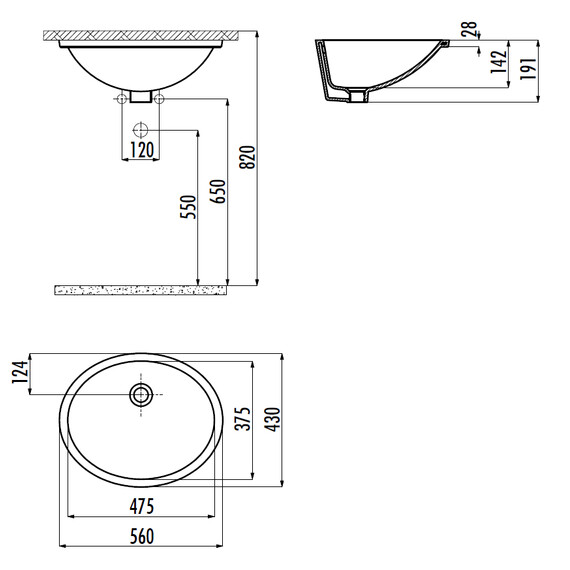 РАКОВИНА CREAVIT TP214 МЕБЕЛЬНАЯ (37*47)