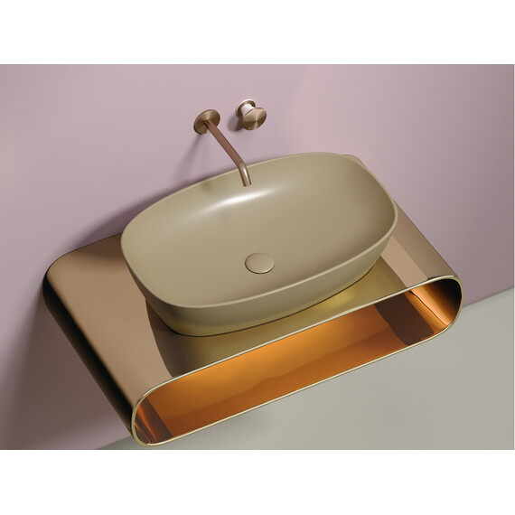 УМЫВАЛЬНИК ЧАША НАКЛАДНАЯ ОВАЛЬНАЯ CERAMICA NOVA ELEMENT (ЦВЕТ КАПУЧИНО МАТОВЫЙ) 600*380*138ММ