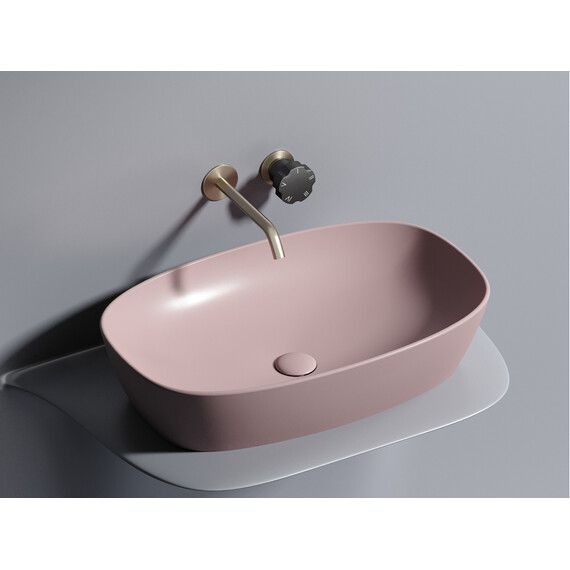 УМЫВАЛЬНИК ЧАША НАКЛАДНАЯ ОВАЛЬНАЯ CERAMICA NOVA ELEMENT (ЦВЕТ РОЗОВЫЙ МАТОВЫЙ) 600*380*138ММ