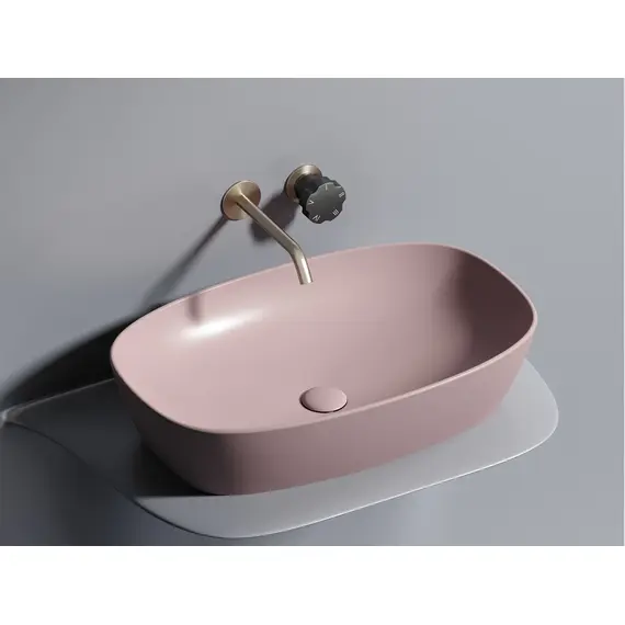 УМЫВАЛЬНИК ЧАША НАКЛАДНАЯ ОВАЛЬНАЯ CERAMICA NOVA ELEMENT (ЦВЕТ РОЗОВЫЙ МАТОВЫЙ) 600*380*138ММ