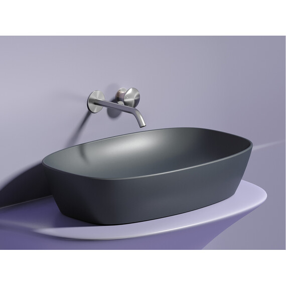 УМЫВАЛЬНИК ЧАША НАКЛАДНАЯ ОВАЛЬНАЯ CERAMICA NOVA ELEMENT (ЦВЕТ ТЕМНЫЙ АНТРАЦИТ МАТОВЫЙ) 600*380*138ММ