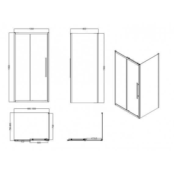 ДУШЕВОЕ ОГРАЖДЕНИЕ ESBANO ESF-108PS-GM 100X80X195