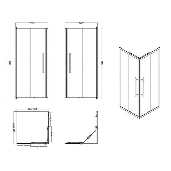 ДУШЕВОЕ ОГРАЖДЕНИЕ ESBANO ESF-100KV-GM 100X100X195