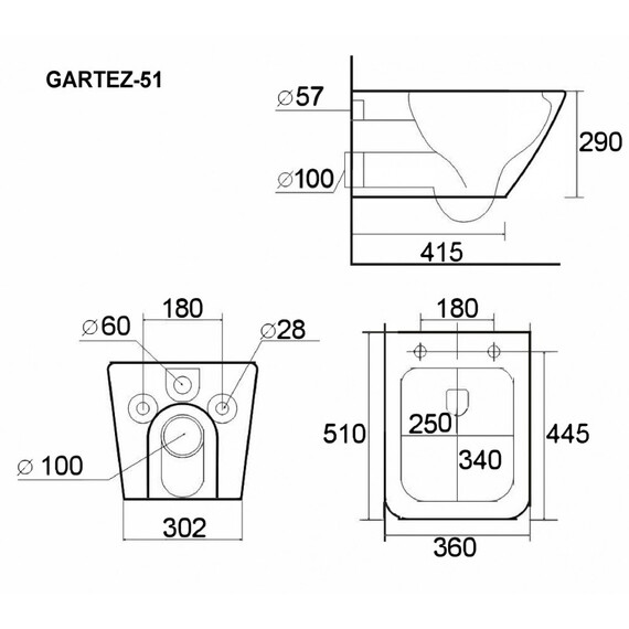 УНИТАЗ-ПОДВЕСНОЙ ESBANO GARTEZ-51 БЕЛЫЙ