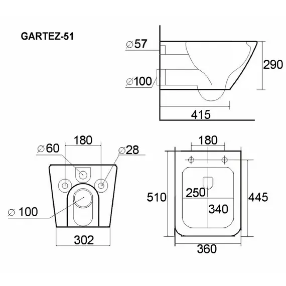 УНИТАЗ-ПОДВЕСНОЙ ESBANO GARTEZ-51 БЕЛЫЙ