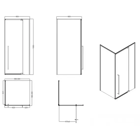 ДУШЕВОЕ ОГРАЖДЕНИЕ ESBANO ESA-90KV-B 90X90X195