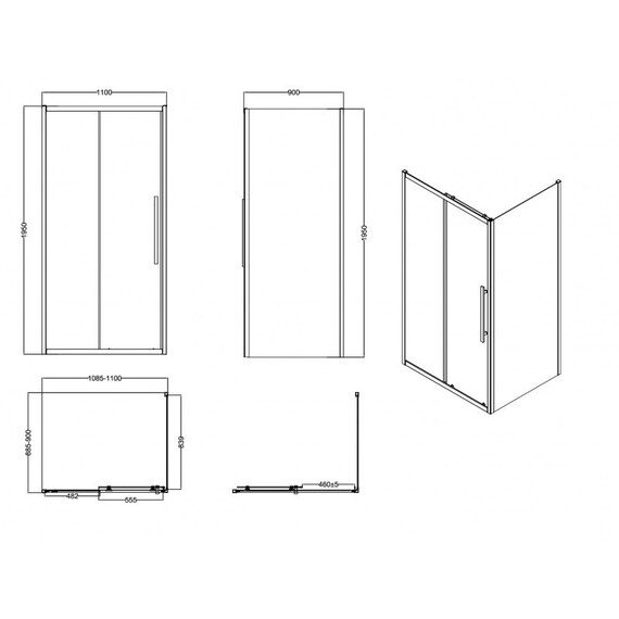 ДУШЕВОЕ ОГРАЖДЕНИЕ ESBANO ESF-119PS-GM 110X90X195