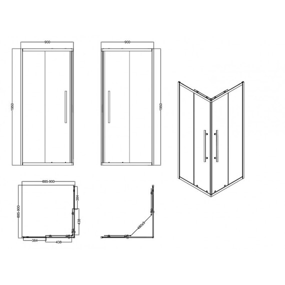 ДУШЕВОЕ ОГРАЖДЕНИЕ ESBANO ESF-90KV-GM 90X90X195