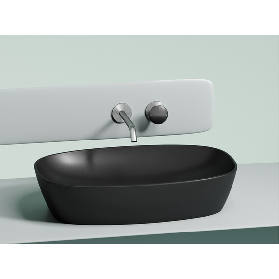 УМЫВАЛЬНИК ЧАША НАКЛАДНАЯ ОВАЛЬНАЯ CERAMICA NOVA ELEMENT (ЦВЕТ ЧЕРНЫЙ МАТОВЫЙ) 600*380*138ММ