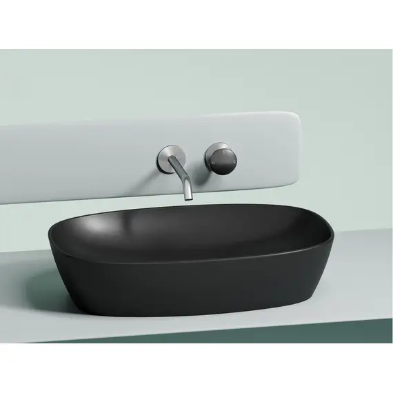УМЫВАЛЬНИК ЧАША НАКЛАДНАЯ ОВАЛЬНАЯ CERAMICA NOVA ELEMENT (ЦВЕТ ЧЕРНЫЙ МАТОВЫЙ) 600*380*138ММ
